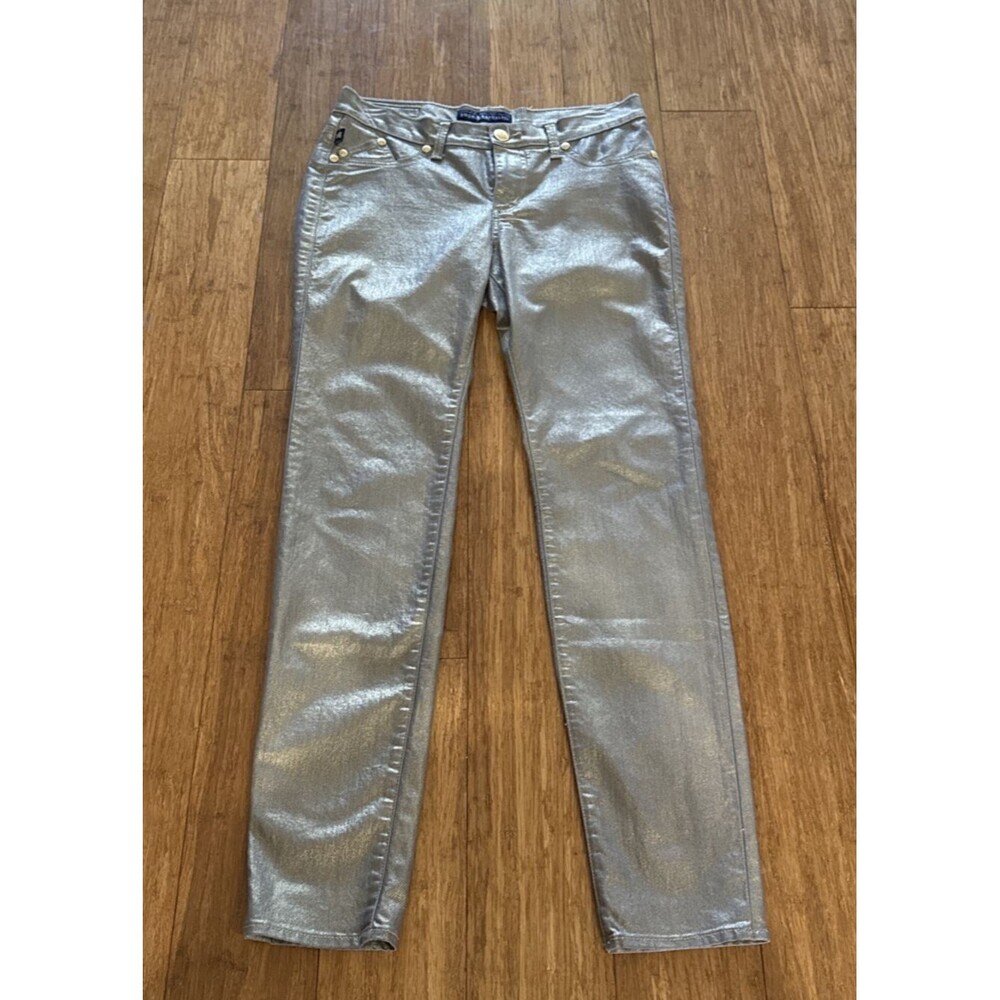 Women's Rock & Republic Outfit Gold Metallic Jeans Size 12 Gold Metallic Top M